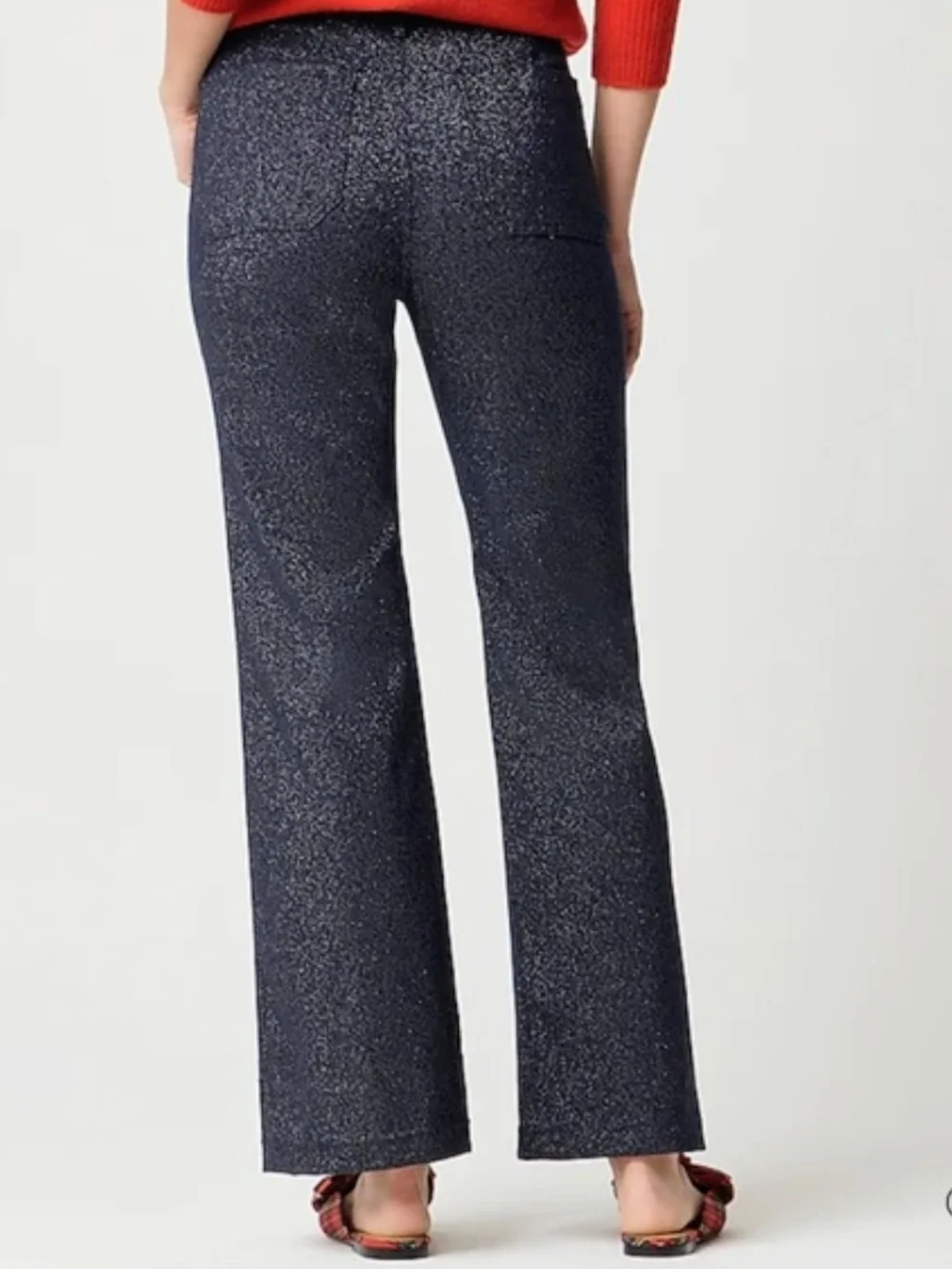 J. Crew Navy Sparkle Lizzie Wide Leg Pants